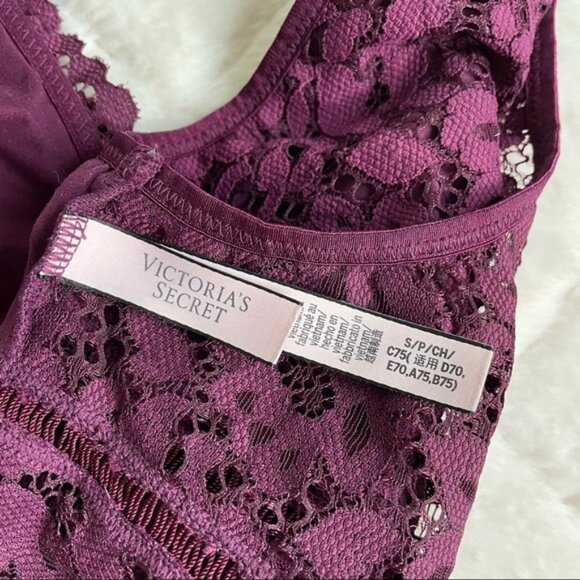 Victoria’s Secret | Body By Victoria Maroon Longline Lace Bralette | Size Small - Picture 8 of 10